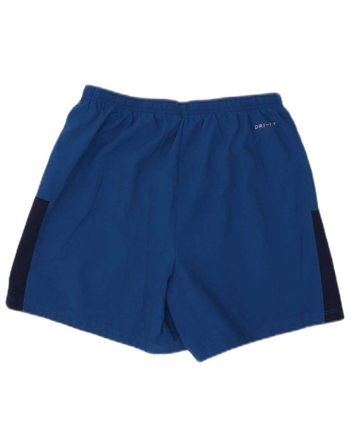 Shorts esportivos masculinos Nike Dri Fit médio azul colorblock