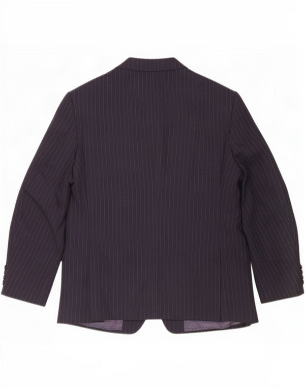 Jaqueta blazer masculina de 2 botões Marks & Spencer Reino Unido 42 grande listra azul marinho