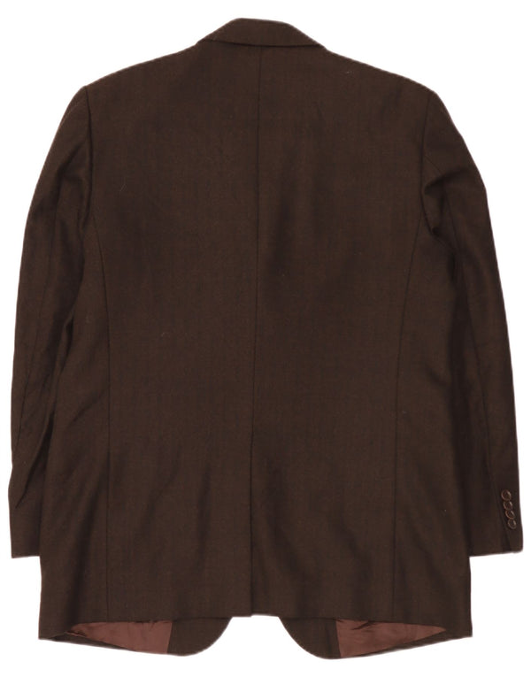 Jaqueta blazer masculina vintage com 3 botões Reino Unido 38 lã virgem marrom média