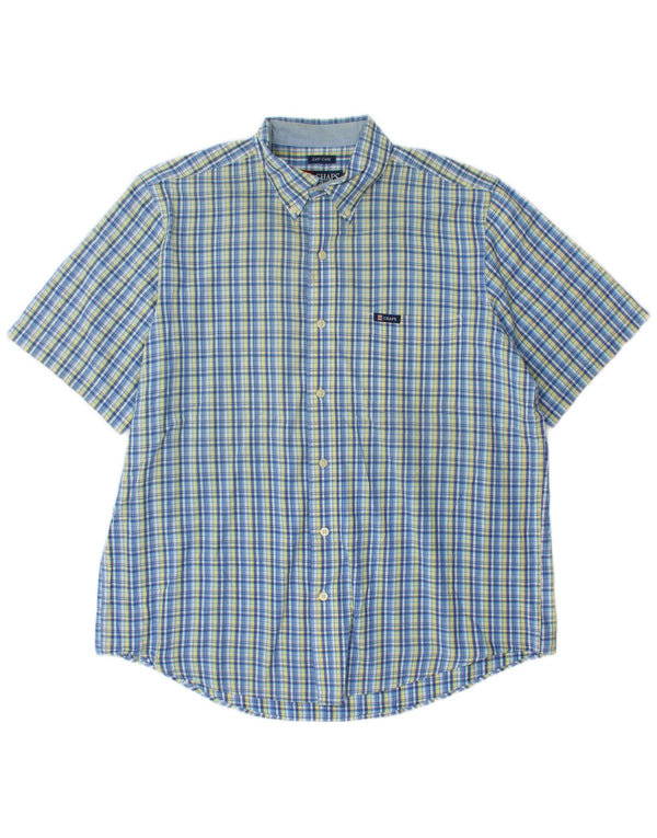 Camisa masculina de manga curta Chaps grande algodão xadrez azul