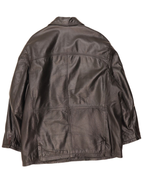 Jaqueta de couro masculina vintage EU 54 2XL couro preto