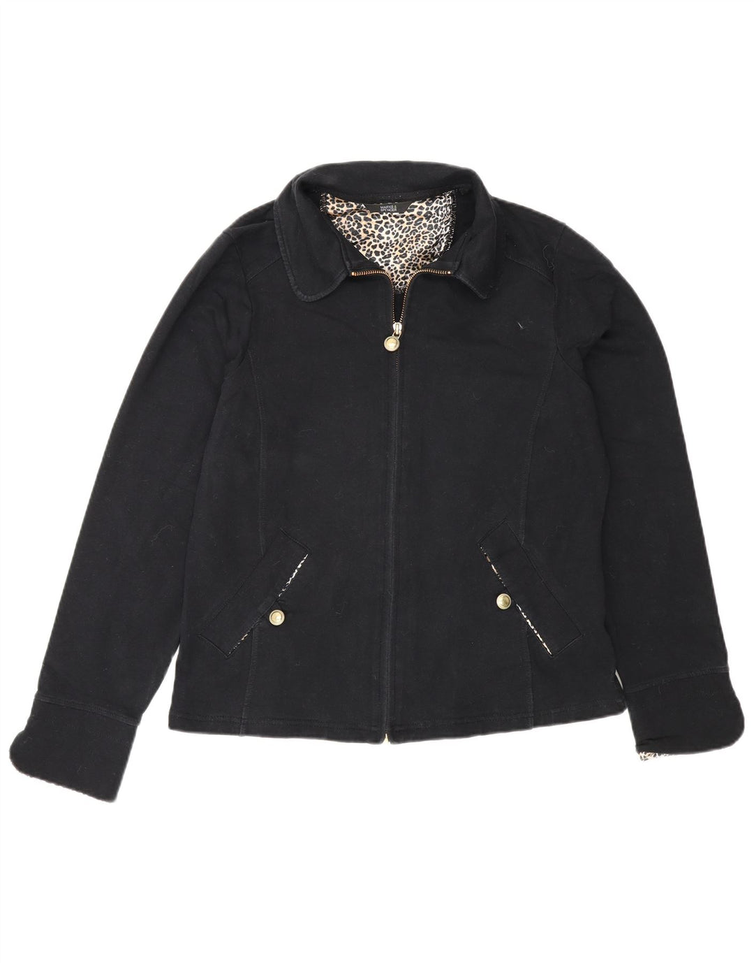 Jaqueta bomber feminina Marks & Spencer Reino Unido 14 algodão preto médio