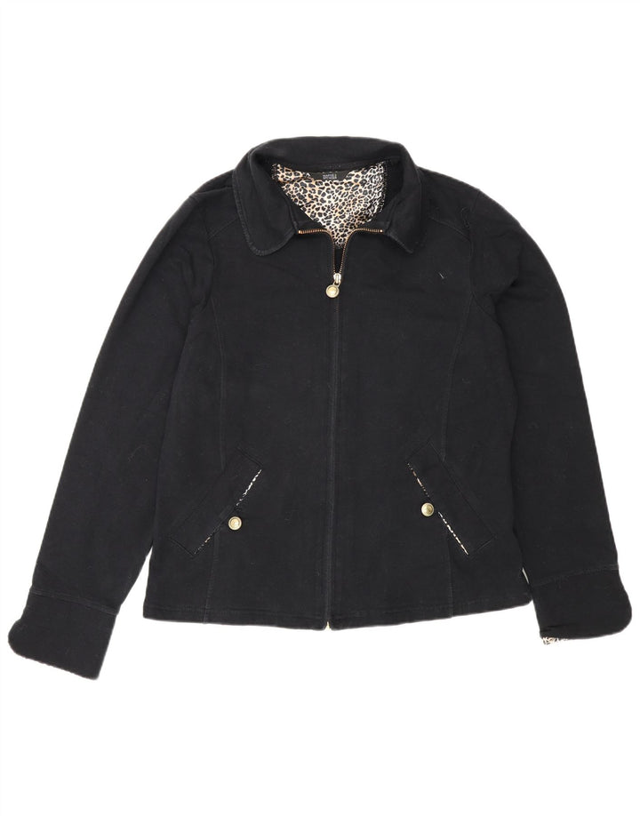 Jaqueta bomber feminina Marks & Spencer Reino Unido 14 algodão preto médio