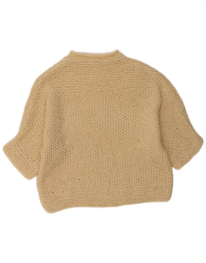 Suéter feminino VINTAGE com gola redonda grande UK 18 XL off white