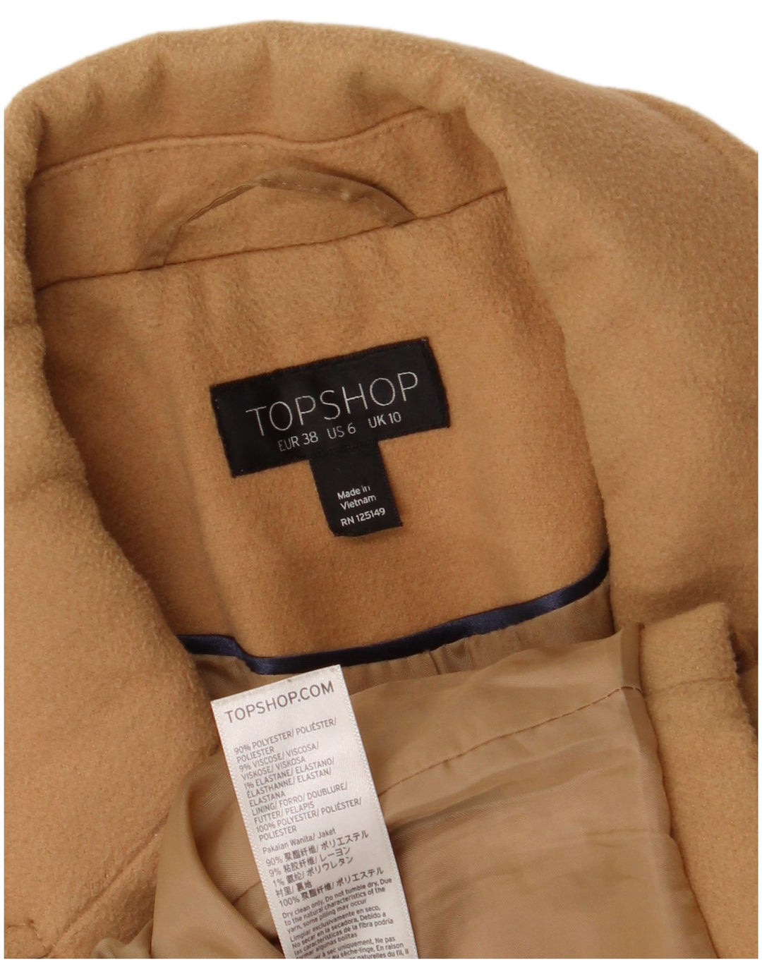 Sobretudo feminino Topshop UK 10 pequeno poliéster bege
