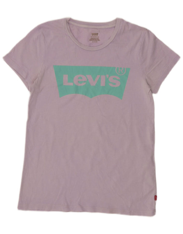 Camiseta feminina gráfica Levi's UK 6 XS algodão roxo