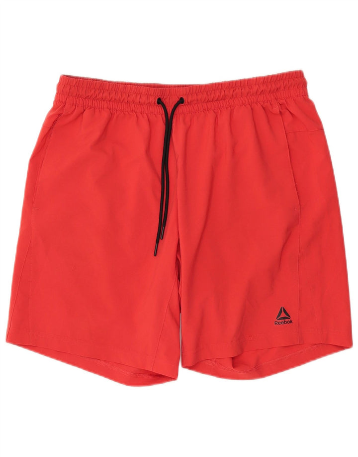 Shorts esportivos masculinos Reebok grande poliéster vermelho