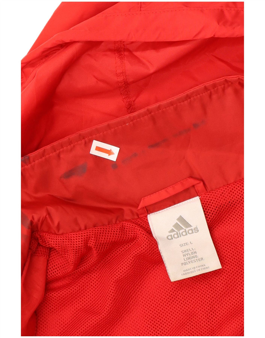 ADIDAS Mens Graphic Hooded Rain Jacket UK 40 Grande Vermelho Nylon