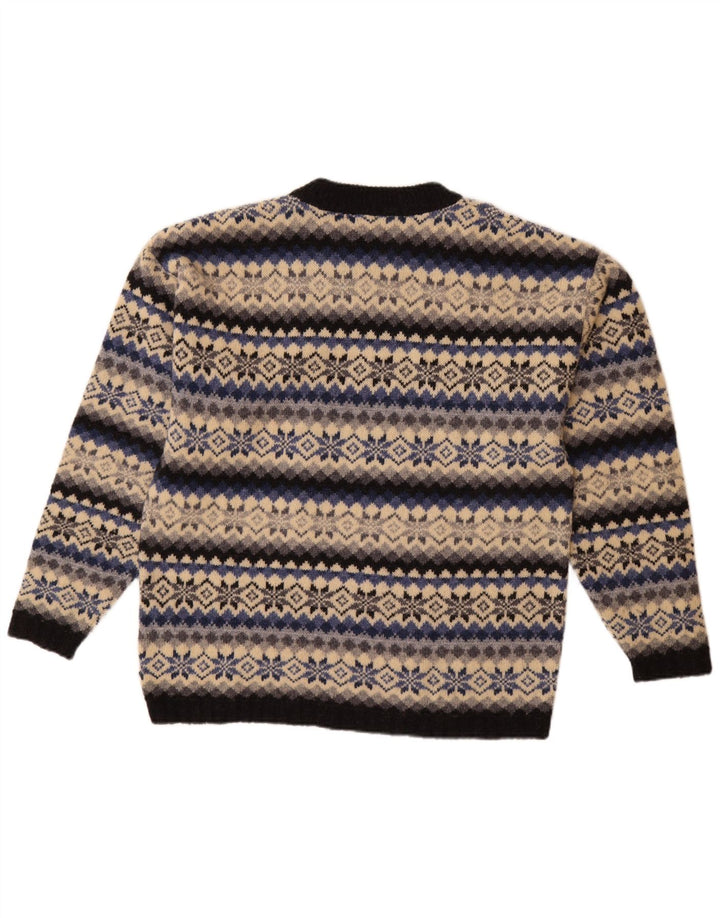 Suéter masculino CONTE OF FLORENCE com gola redonda, médio bege Fair Isle
