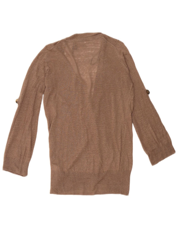 Suéter cardigã feminino Massimo Dutti Reino Unido 10 pequeno linho marrom