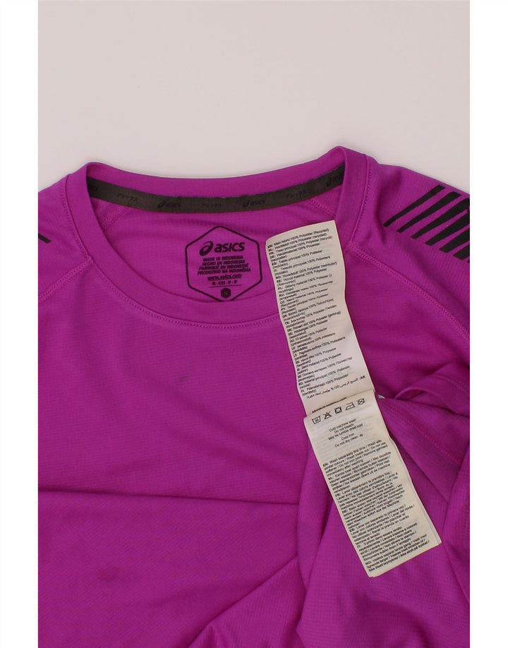 Camiseta Asics Meninos Top 10-11 Anos Pequeno Roxo Listrado Poliéster