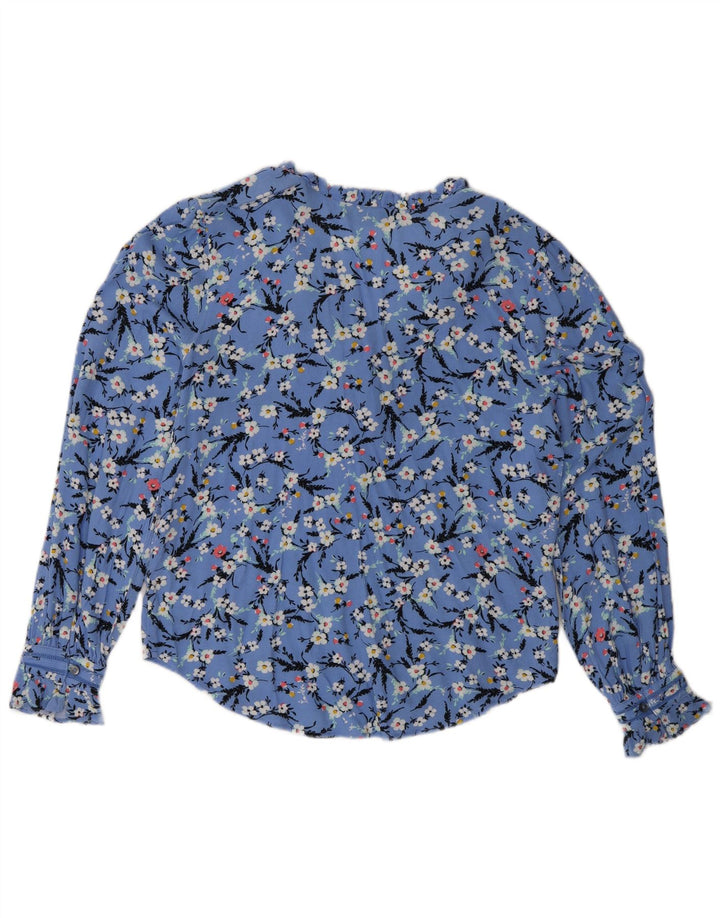 Blusa feminina Marks & Spencer grande tamanho Reino Unido 8 pequena azul floral