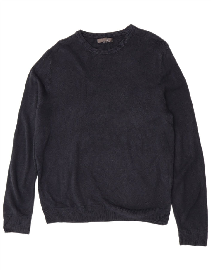 Suéter masculino Marks & Spencer com gola redonda grande acrílico azul marinho