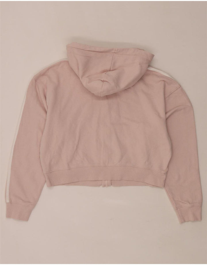 ADIDAS Suéter feminino com capuz e zíper oversized UK 8/10 pequeno algodão rosa