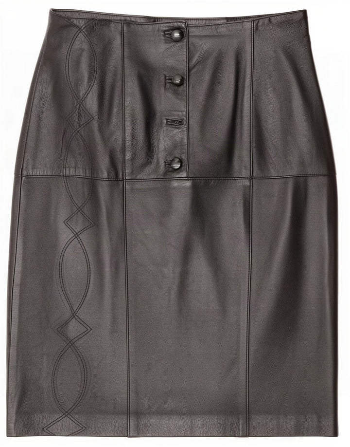 Saia feminina de couro Bizzarro IT 46 grande W32 preta