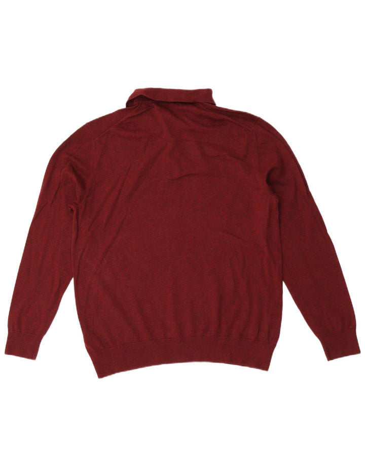 Suéter masculino Marks & Spencer com gola polo e algodão marrom médio