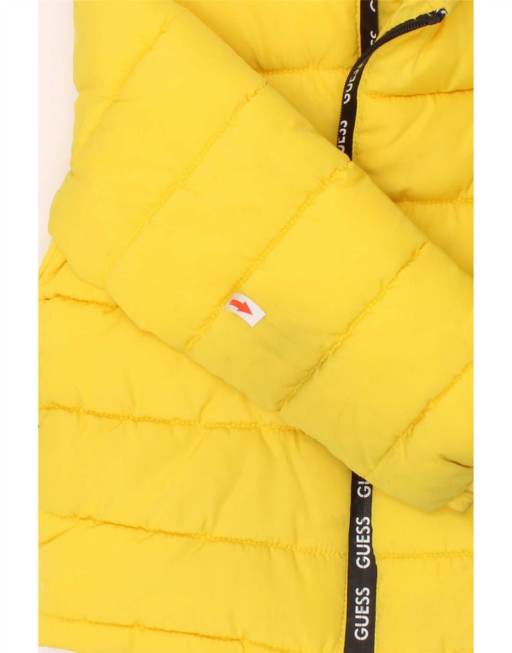 Casaco acolchoado com capuz gráfico Guess Boys 3-4 anos poliéster amarelo