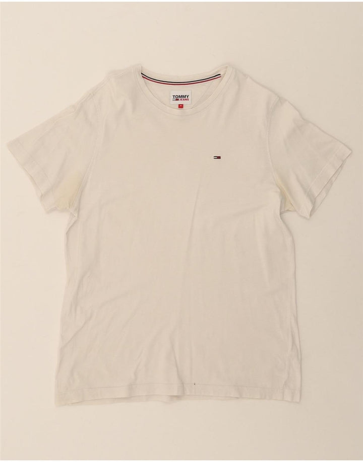 TOMMY HILFIGER Mens T-Shirt Top Medium White Cotton Vintage Tommy Hilfiger and Second-Hand Tommy Hilfiger from Messina Hembry 