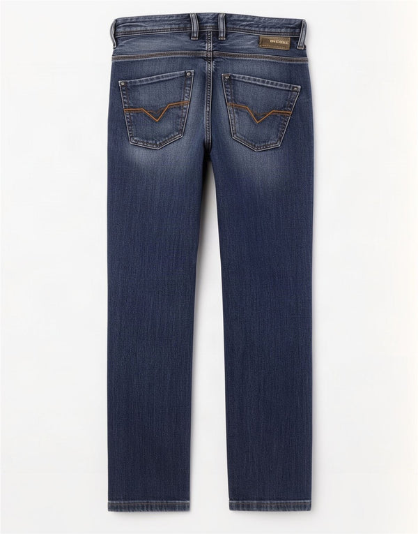 Diesel Mens Krooley Distressed Straight Jeans W29 L29 Azul Algodão