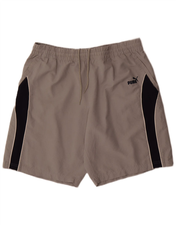 Shorts esportivos masculinos Puma XL cinza colorblock poliéster