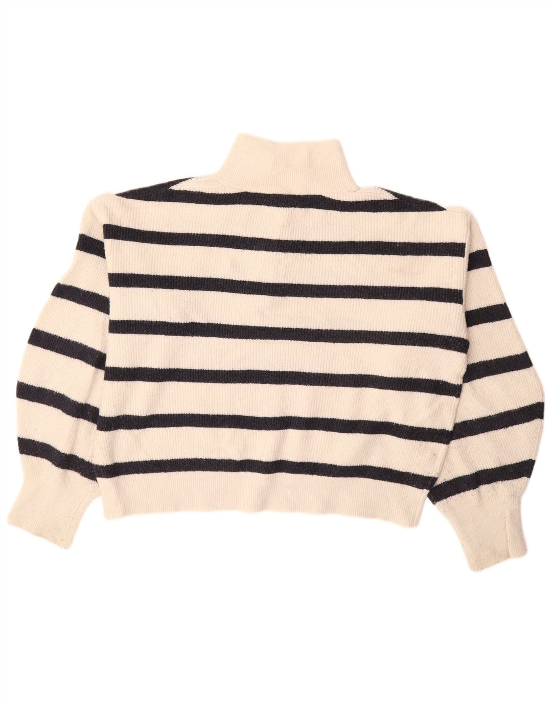 Suéter feminino FRENCH CONNECTION curto com zíper e gola UK 10 pequeno branco