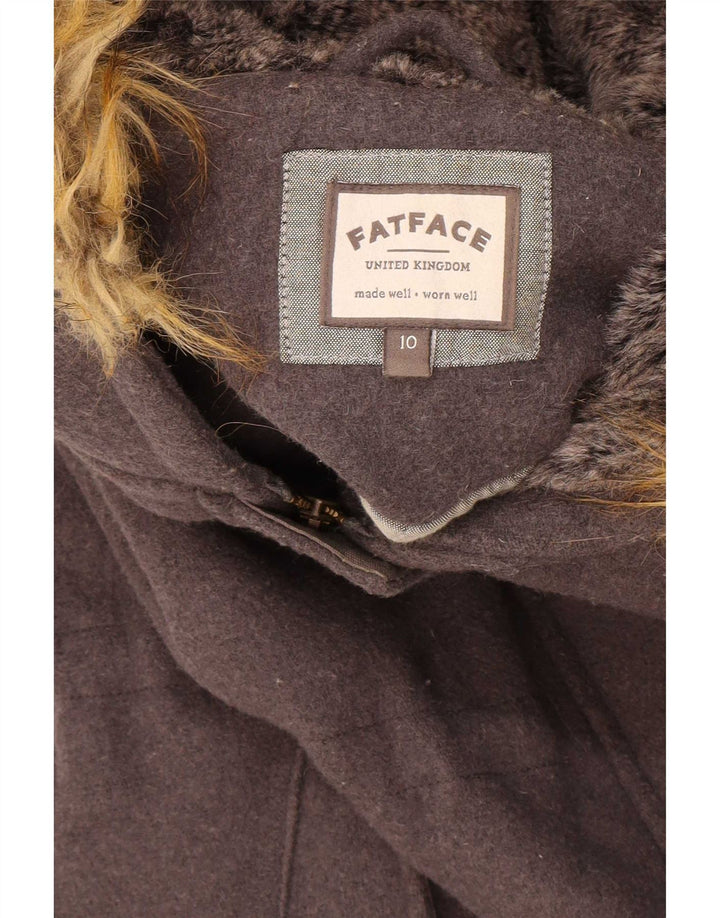 Jaqueta Parka de grandes dimensões com capuz feminino Fat Face Reino Unido 10 lã cinza pequena
