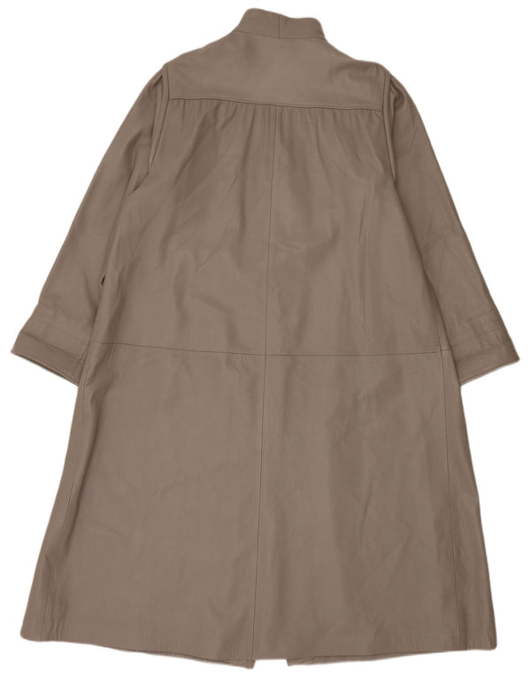 Casaco de couro superdimensionado vintage feminino IT 44 cinza médio