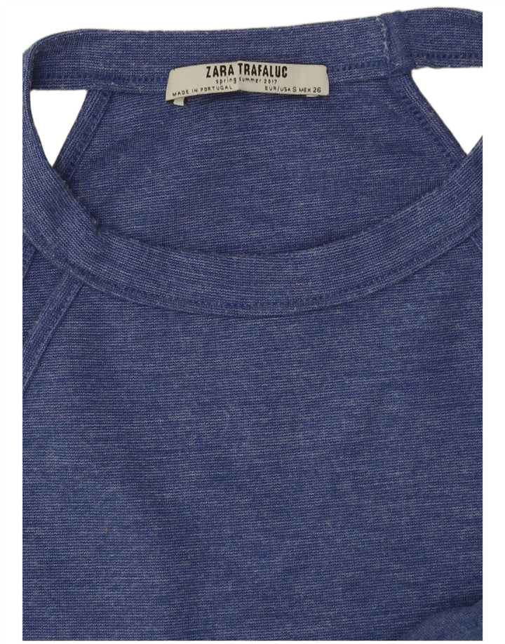 Zara Womens Crop Halter Top Reino Unido 10 Pequeno Azul