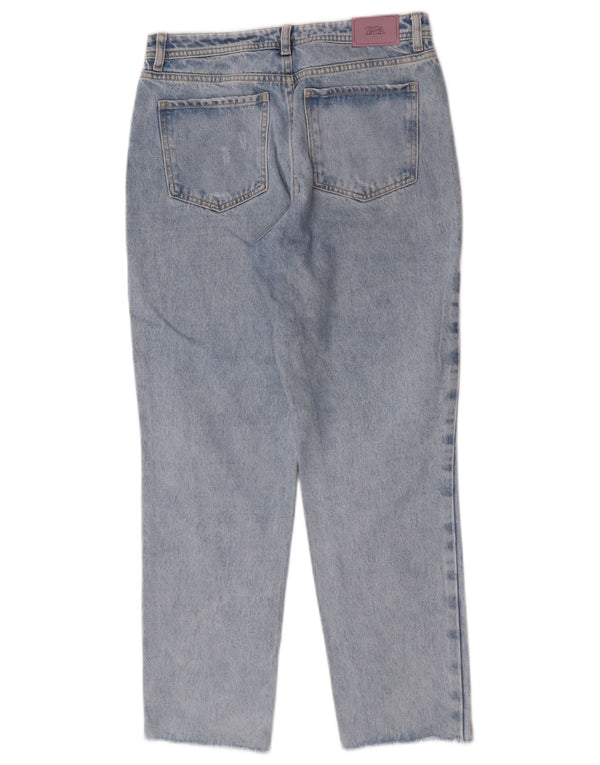 Zara Jeans feminino de cintura alta desgastado UE 34 2XS W24 L27 algodão azul