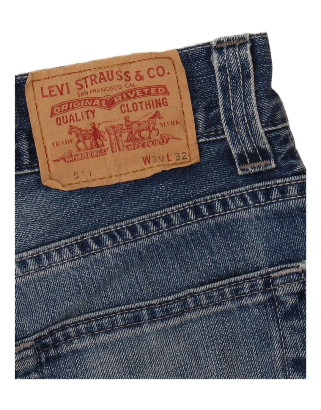 Shorts jeans feminino LEVI'S 511 Slim W29 algodão azul médio