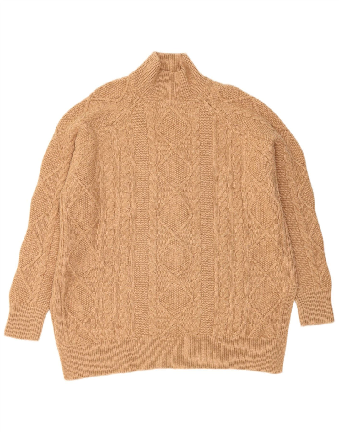 Suéter feminino Reiss com gola tartaruga grande, Reino Unido 14, lã marrom médio