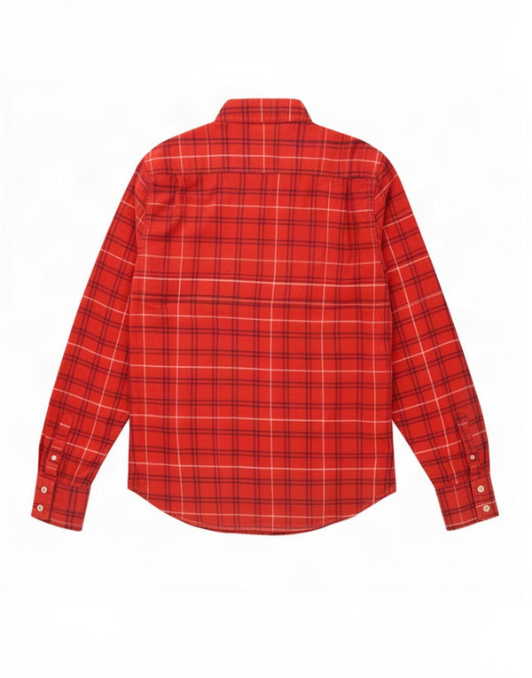 Camisa masculina de flanela Superdry grande algodão xadrez vermelho