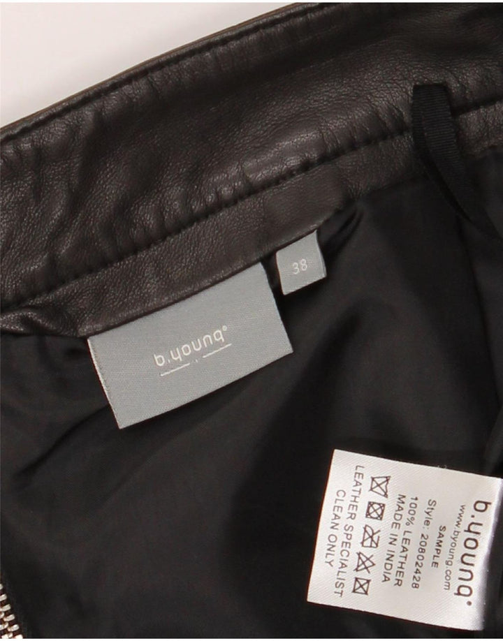 B.Young Mini saia feminina de couro EU 38 Médio W30 Couro Preto