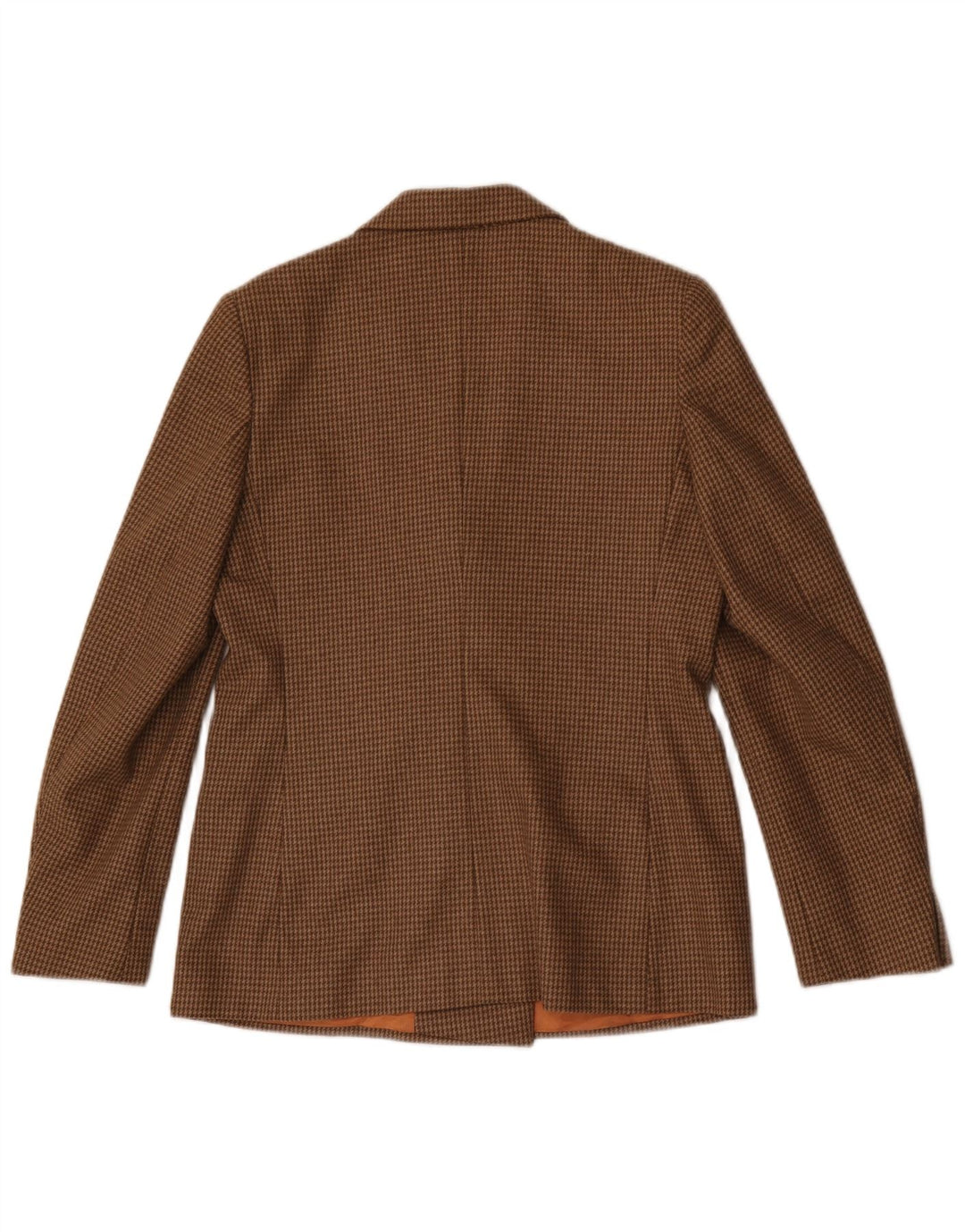 Jaqueta blazer feminina vintage com peito duplo Reino Unido 12 médio marrom houndstooth