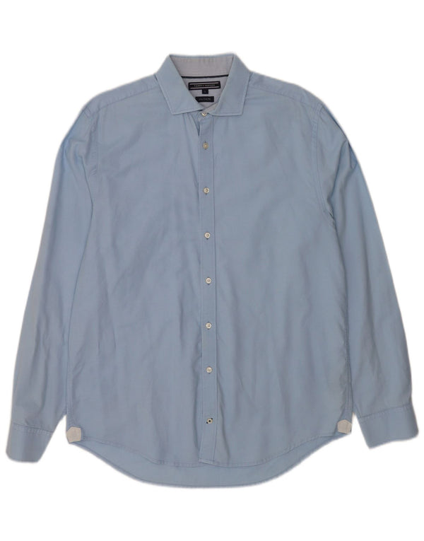 Camisa masculina Tommy Hilfiger New York Fit grande algodão azul