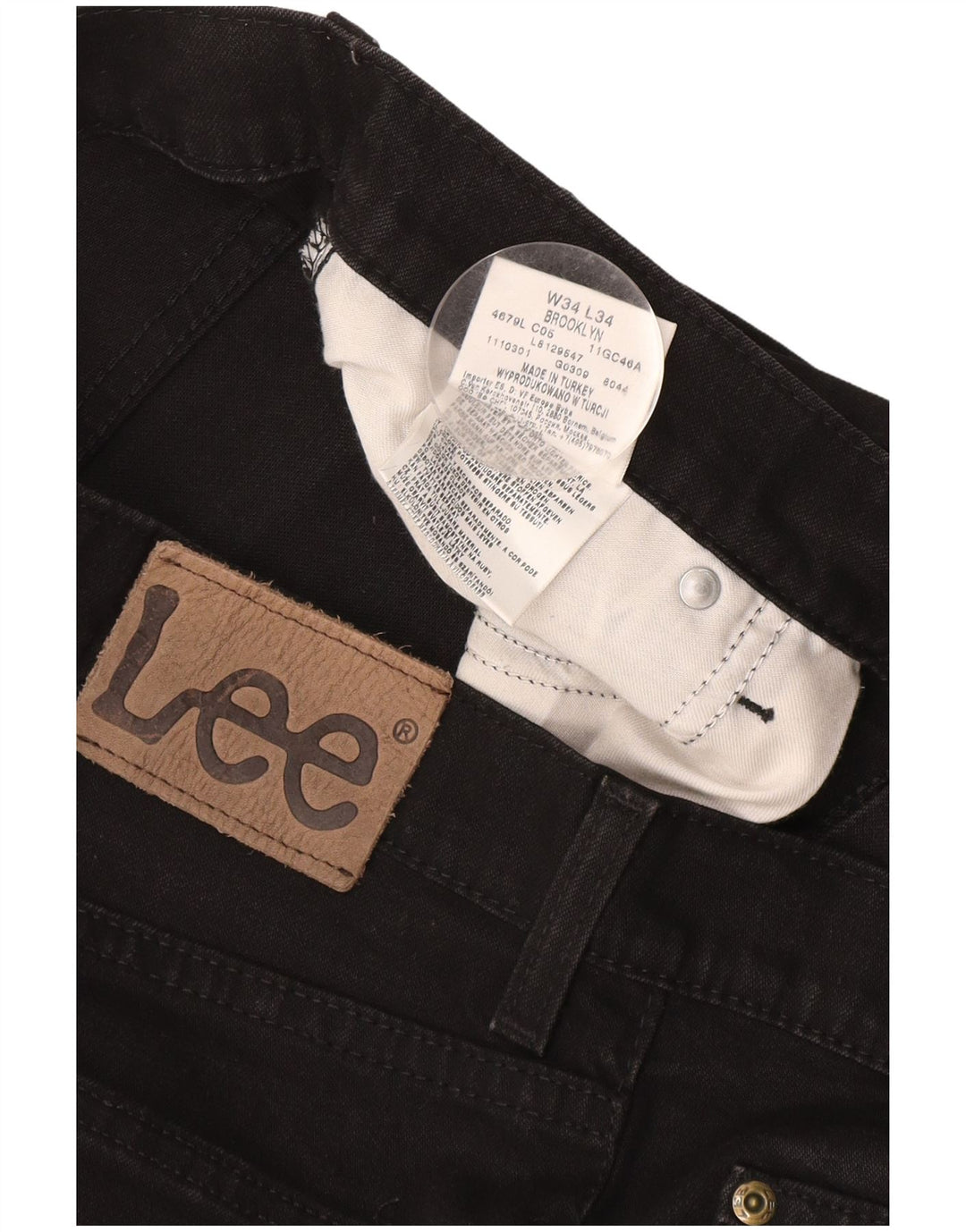 Lee Mens Brooklyn Straight Jeans W34 L30 Algodão Preto
