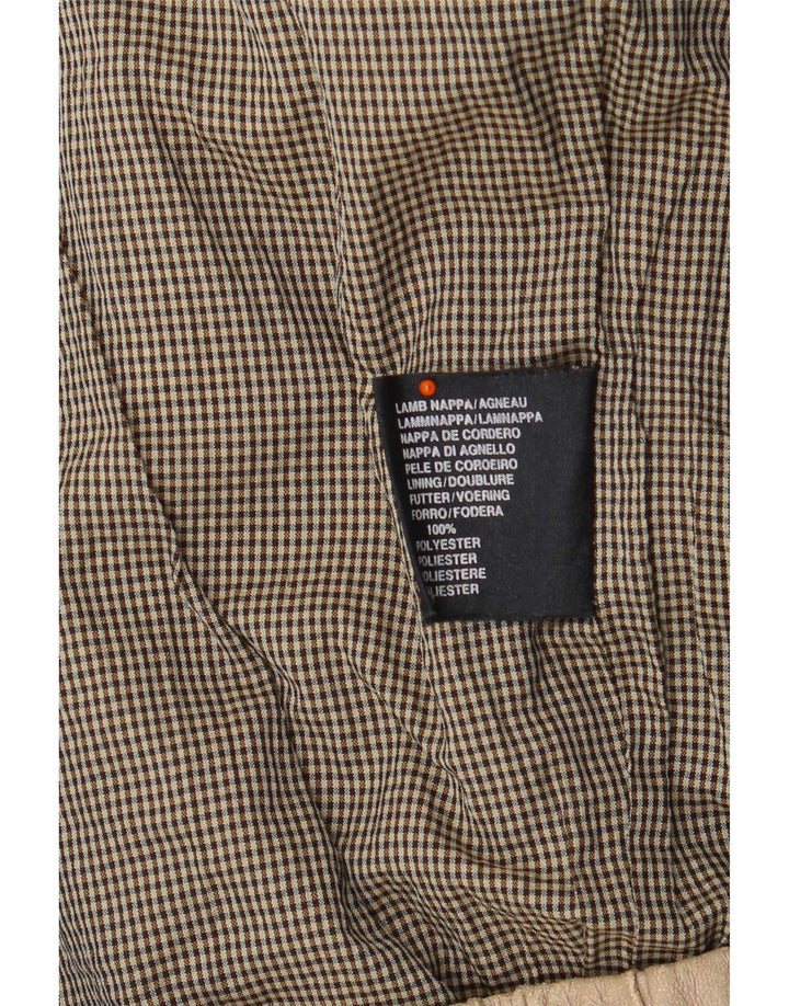 Jaqueta de couro masculina vintage UK 42 XL bege