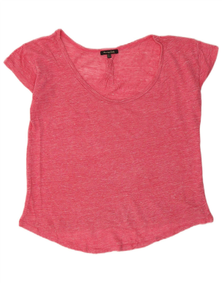Camiseta feminina Massimo Dutti UK 14 médio rosa manchado