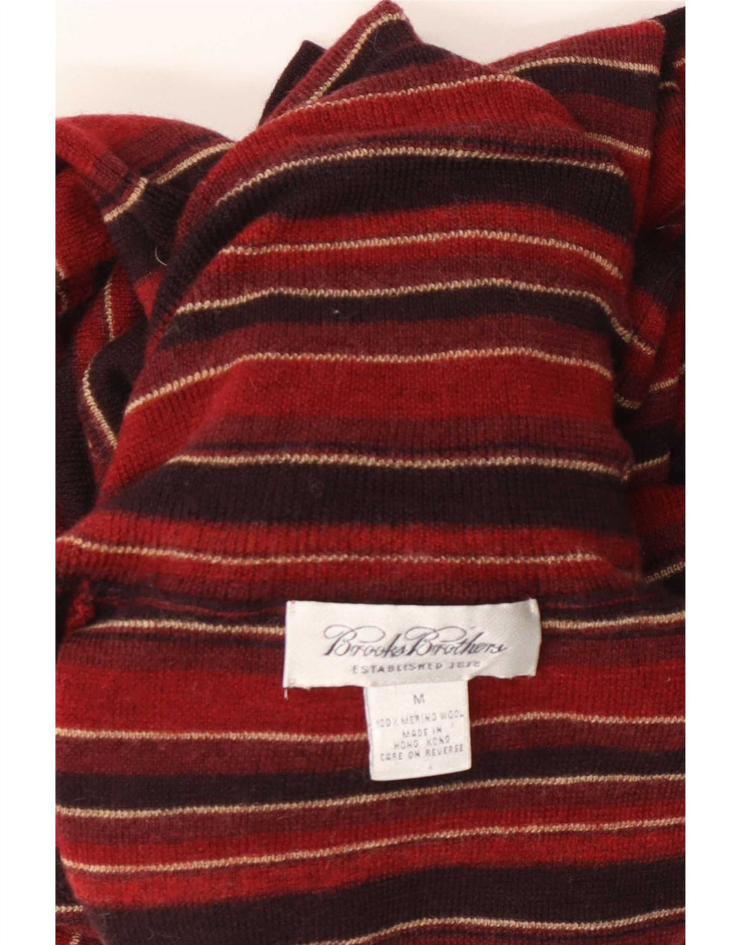 Suéter feminino Brooks Brothers com gola redonda Reino Unido 12 listrado vermelho médio
