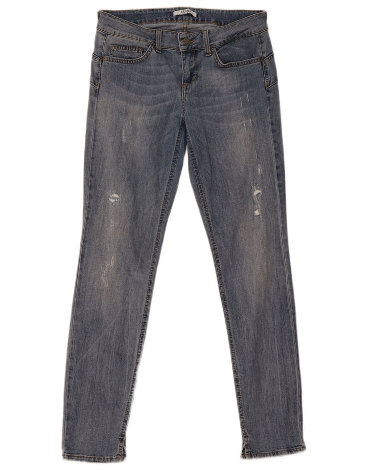 Liu Jo Jeans skinny feminino desgastado W30 L30 azul