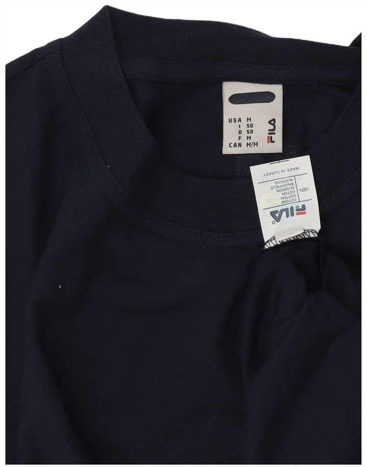 Fila Mens Graphic T-Shirt Top Médio Algodão Azul Marinho