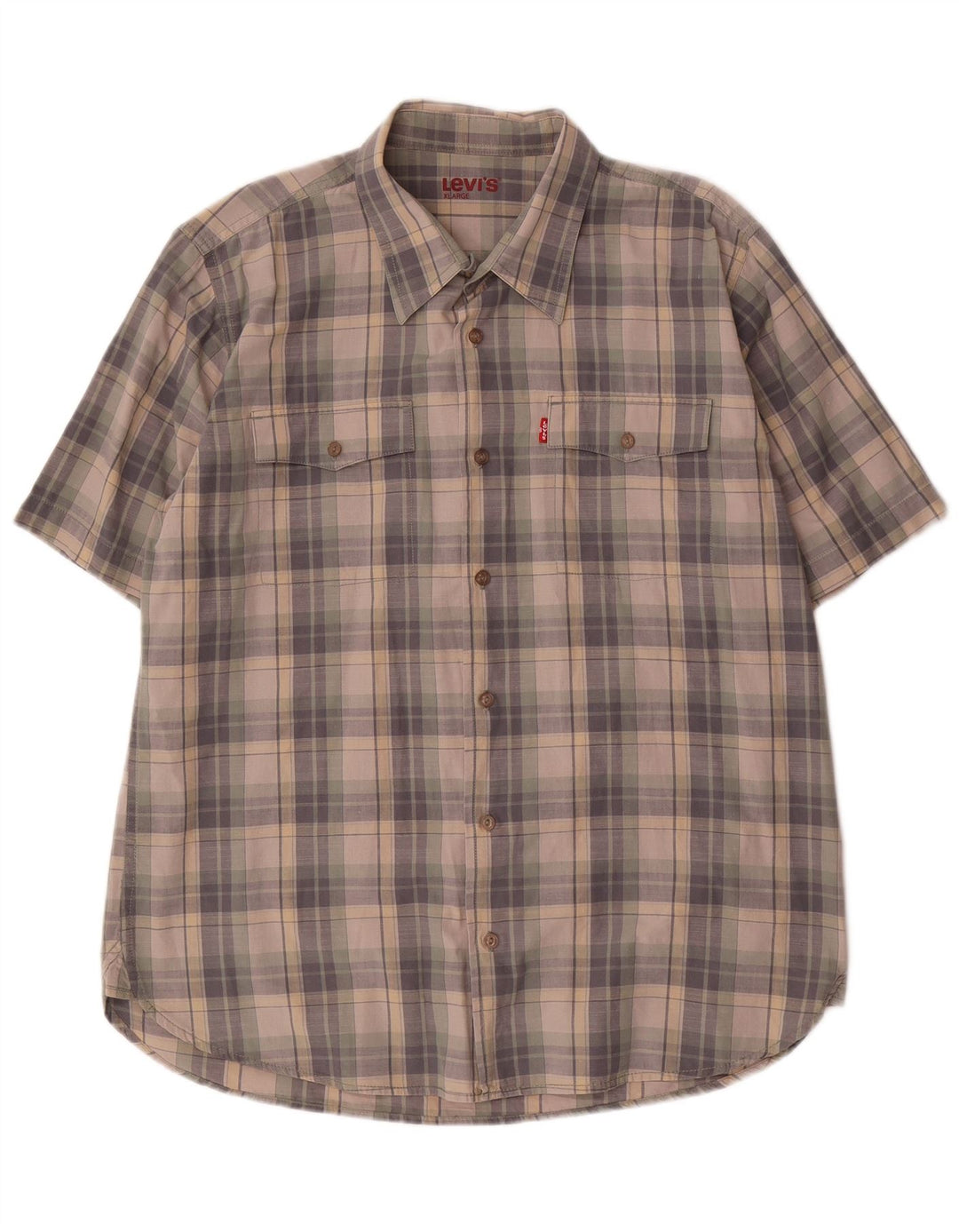 Camisa masculina de manga curta Levi's XL cinza xadrez algodão