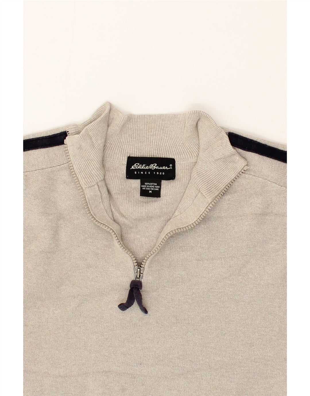 EDDIE BAUER Womens Oversized Zip Neck Jumper Sweater UK 14 Medium Grey Vintage Eddie Bauer and Second-Hand Eddie Bauer from Messina Hembry 