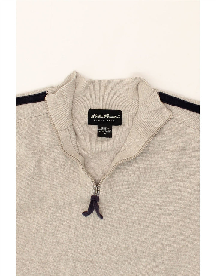 EDDIE BAUER Womens Oversized Zip Neck Jumper Sweater UK 14 Medium Grey Vintage Eddie Bauer and Second-Hand Eddie Bauer from Messina Hembry 