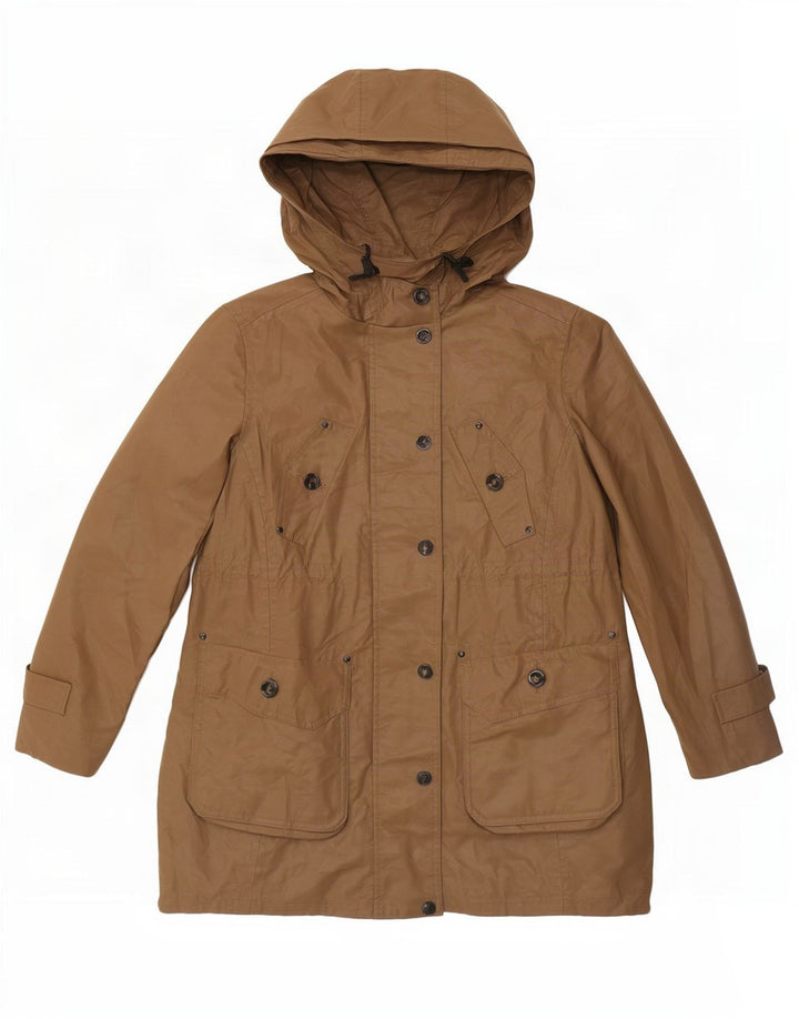 Jaqueta parka feminina com capuz Massimo Dutti Reino Unido 12 algodão bege médio