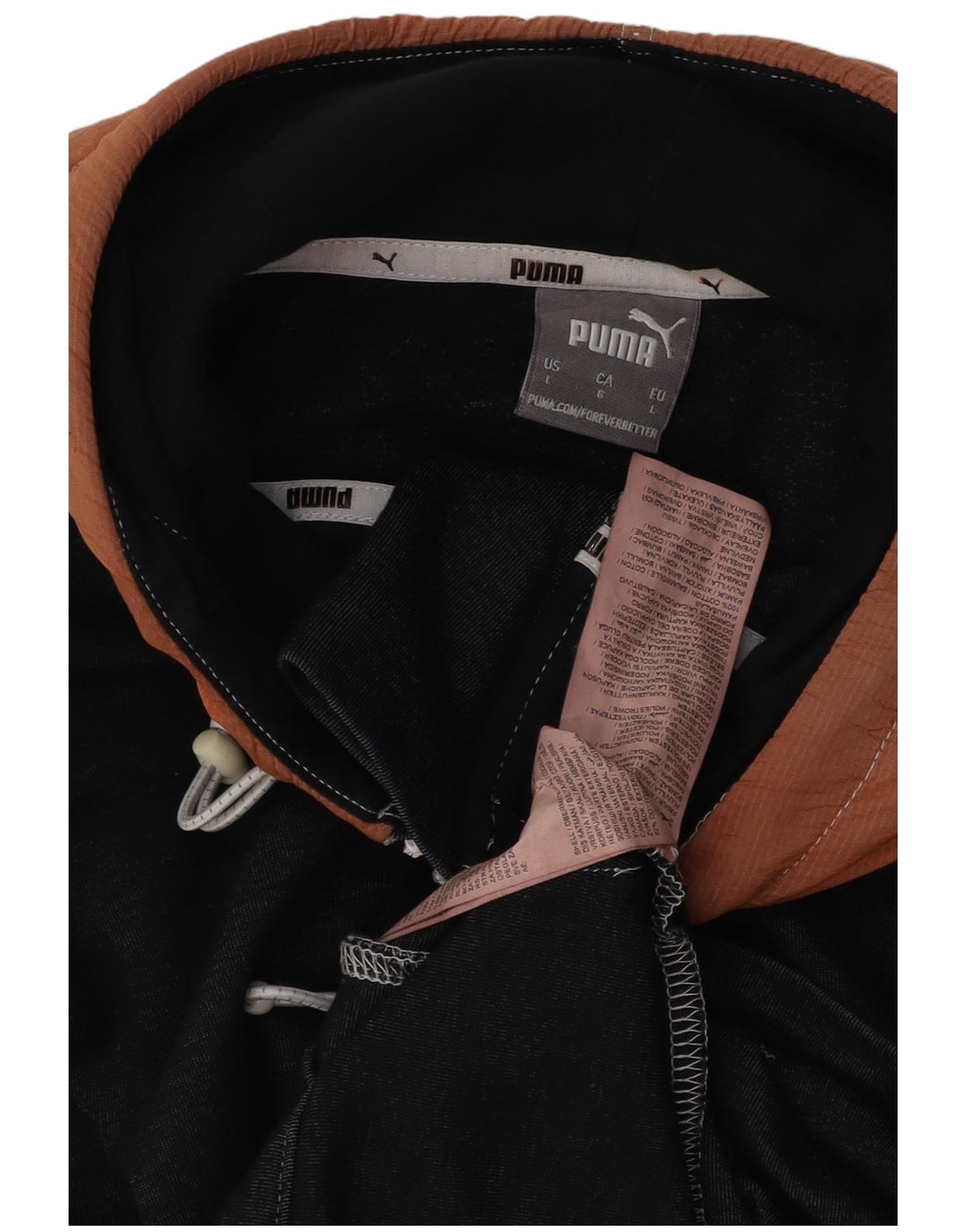 Suéter PUMA masculino com capuz e zíper e grande algodão colorido preto