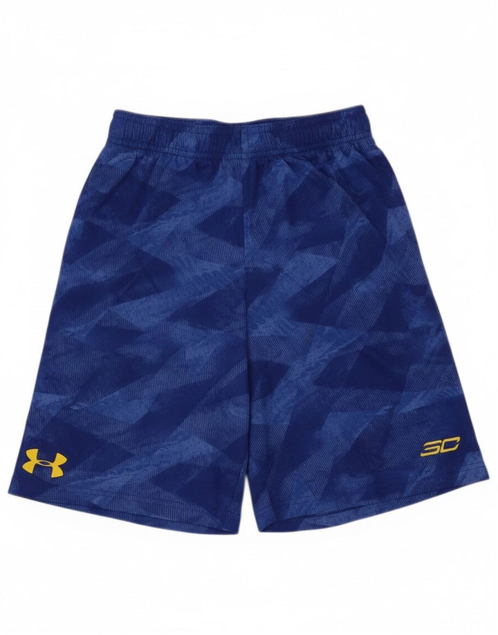Shorts esportivos masculinos Under Armour 9-10 anos médio azul geométrico