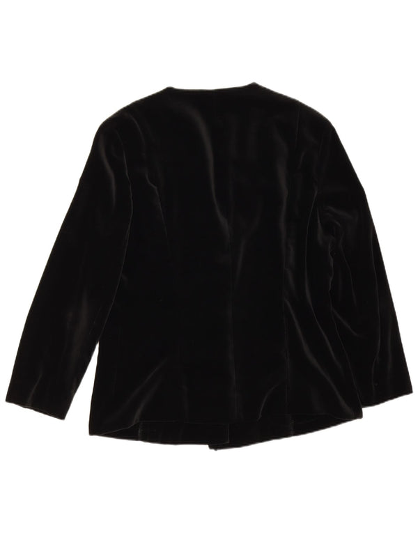 Jaqueta blazer feminina vintage manga 3/4 5 botões Reino Unido 14 médio preto