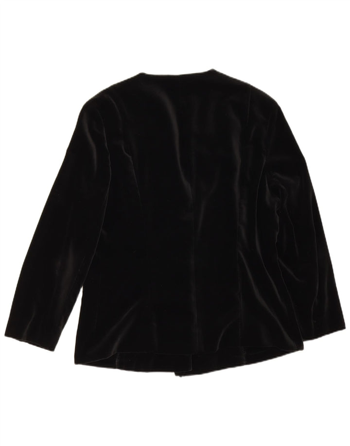 Jaqueta blazer feminina vintage manga 3/4 5 botões Reino Unido 14 médio preto
