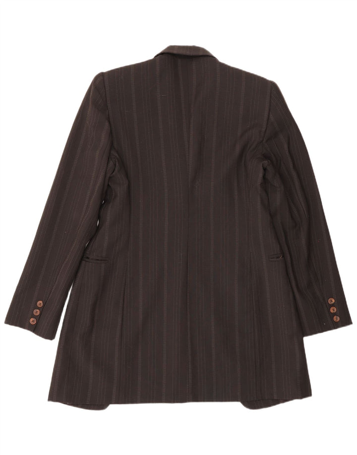 Jaqueta Blazer Feminina Sportstaff Longline 1 Botão Reino Unido 10 Pequena Listrada Marrom